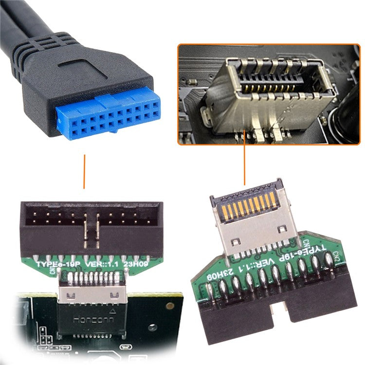 UC-141-TC004 Type-E IDC Socket USB 3.1 Front Panel Header to USB 3.0 20Pin Header Extension Adapter for Desktop Motherboard