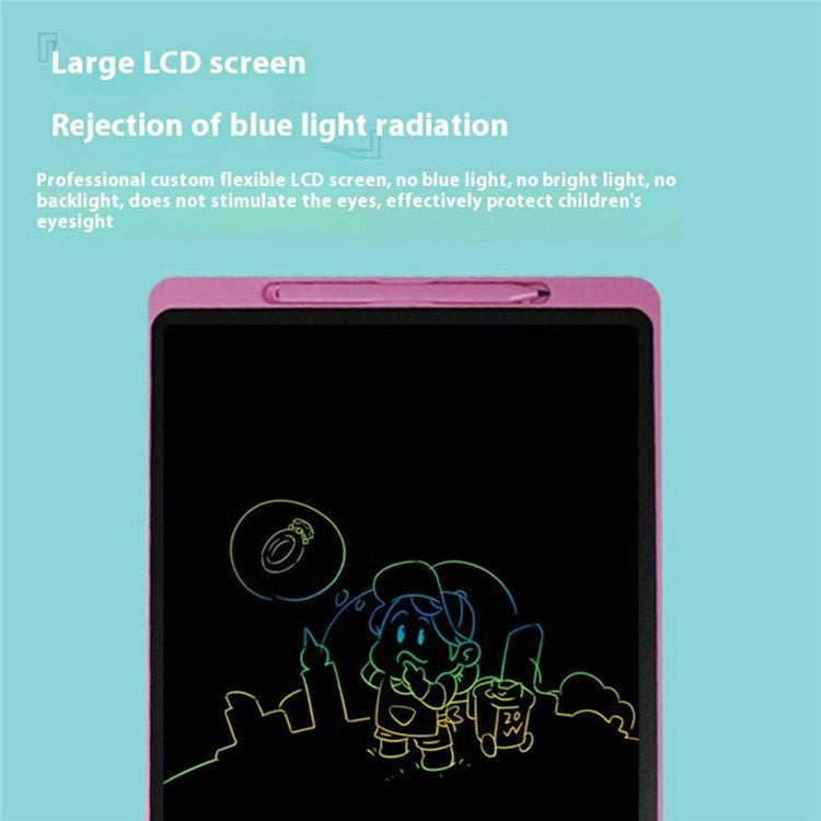 JX-16 Style-B 16-Inch Colorful LCD Writing Tablet Doodle Board One-Click Erase Memo Board - Black