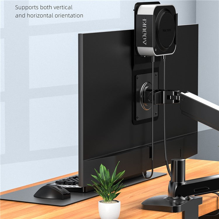 AJM4-BMAX For Mac Mini M4  /  M4 Pro Mini PC Stand Aluminum Alloy Under Desk Mounting Bracket Hanging Rack