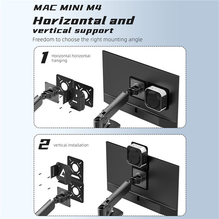 AJM4-BMAX For Mac Mini M4  /  M4 Pro Mini PC Stand Aluminum Alloy Under Desk Mounting Bracket Hanging Rack