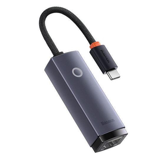 BASEUS Lite Series Ethernet Adapter Type-C to RJ45 LAN Port 1000Mbps Aluminum Alloy Hub - Grey
