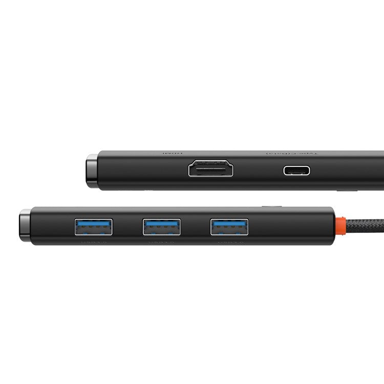 BASEUS Lite Series 5-Port Type-C Hub Docking Station Type-C to HD+3 USB3.0+PD Multi-function Hub Adapter Support 4K Ultra Clear/100W Fast Charging/5Gbps Transmission - Black