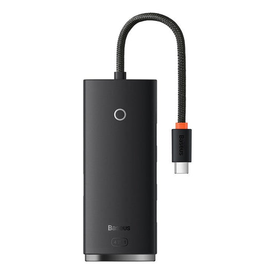 BASEUS Lite Series 25cm Portable Type-C to USB 3.0*4 Converter 4-Port USB-A Hub Adapter - Black