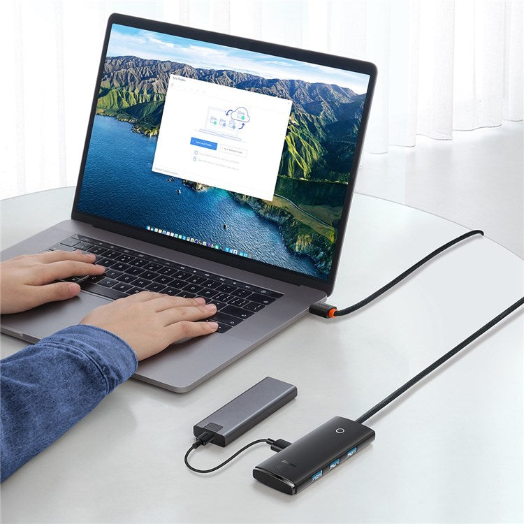 BASEUS Lite Series 2m 4-Port USB-A HUB Adapter USB-A to USB 3.0*4 Converter - Black