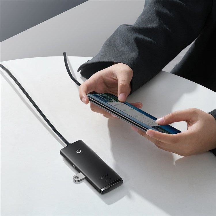 BASEUS Lite Series 2m 4-Port USB-A HUB Adapter USB-A to USB 3.0*4 Converter - Black