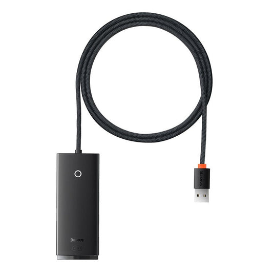 BASEUS Lite Series 1m USB-A to USB 3.0*4 Converter 4-Port USB-A Hub Adapter - Black