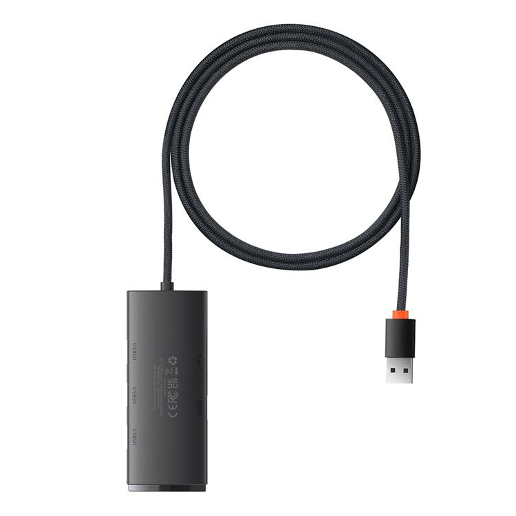 BASEUS Lite Series 1m USB-A to USB 3.0*4 Converter 4-Port USB-A Hub Adapter - Black