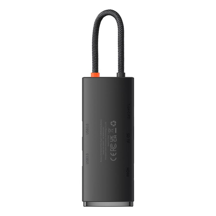 BASEUS Lite Series 6-Port Type-C HUB Type-C to HD+USB3.0*2+PD+TF Docking Station - Black