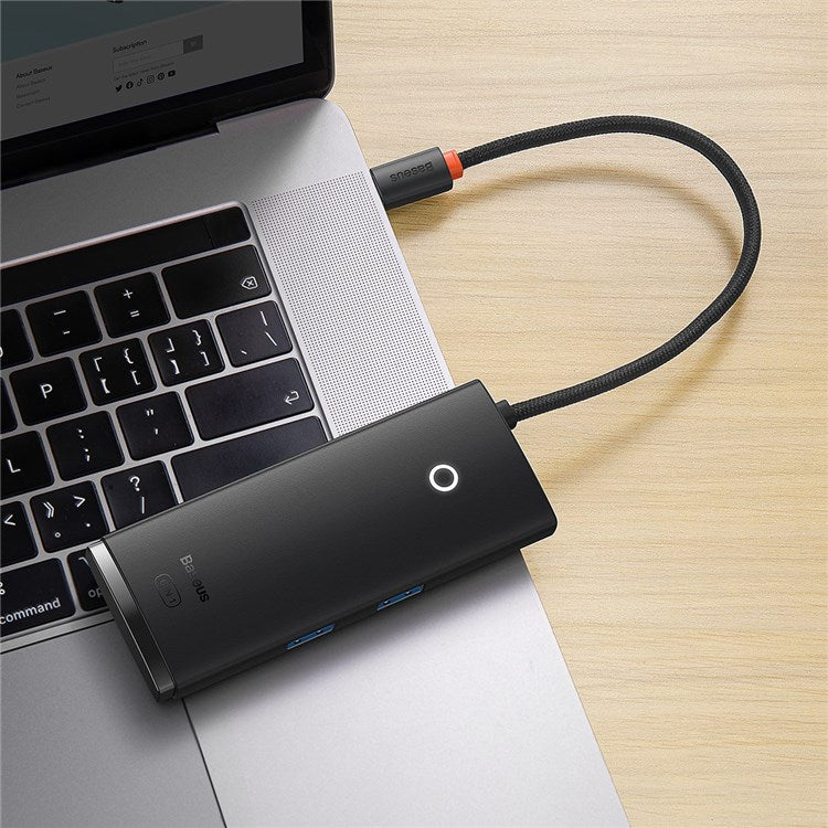BASEUS Lite Series 6-Port Type-C HUB Type-C to HD+USB3.0*2+PD+TF Docking Station - Black