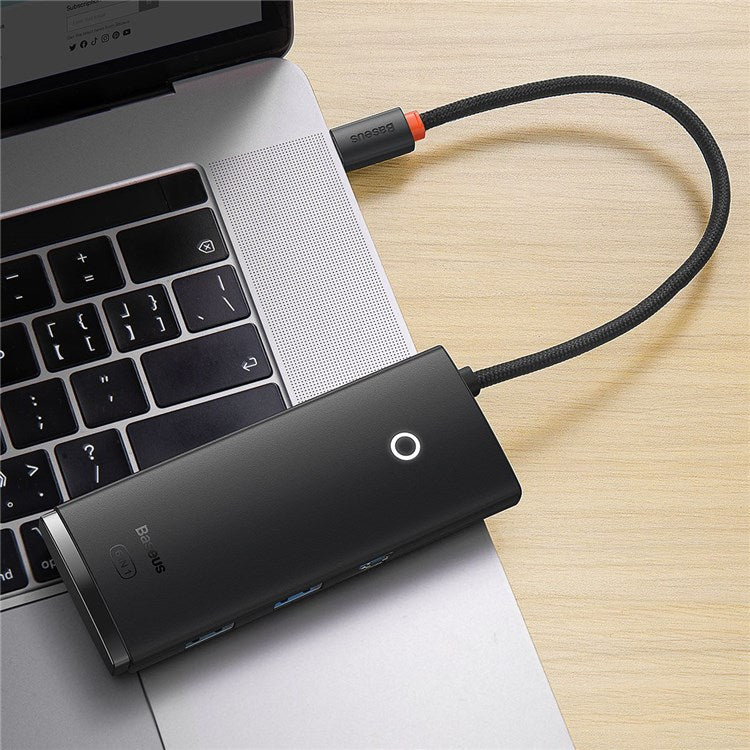 BASEUS Lite Series 6-Port Type-C HUB Docking Station (Type-C to HD+USB3.0*2+Type-C Data+TF) - Black