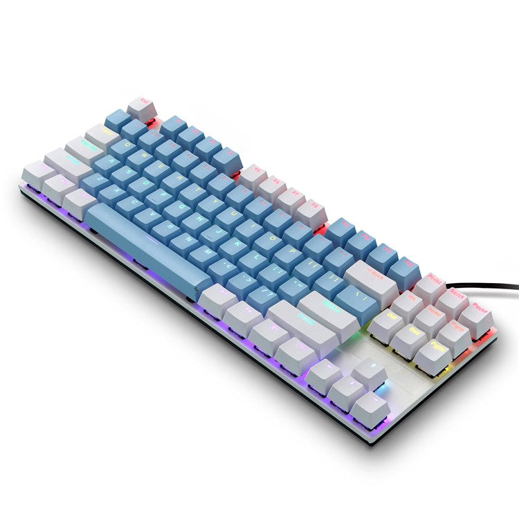 IBLANCOD K87 87-Key Conflict Free Mechanical Keyboard with Colorful Backlit for Home/Office/Gaming - White+Blue/Red Switch