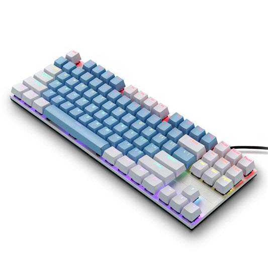 IBLANCOD K87 87-Key Conflict Free Mechanical Keyboard with Colorful Backlit for Home/Office/Gaming - White+Blue/Red Switch