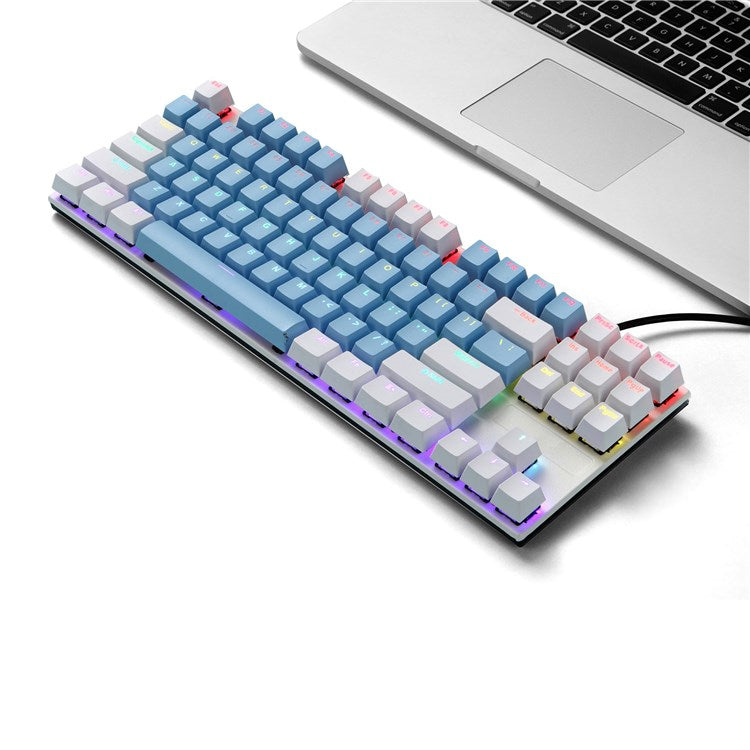 IBLANCOD K87 87-Key Conflict Free Mechanical Keyboard with Colorful Backlit for Home/Office/Gaming - White+Blue/Red Switch