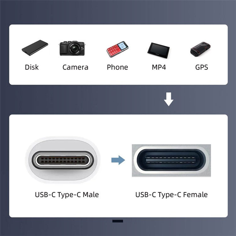 UC-133-MMCF Angled Micro USB Male to Type-C Female Spring Extension Cable for Gaming Keyboard Mouse