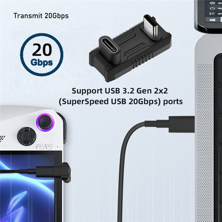UC-068-OU USB-C Male to Female Power Data Video Adapter Opposite U Shape Back Angled Converter (13.5mm Distance Space)