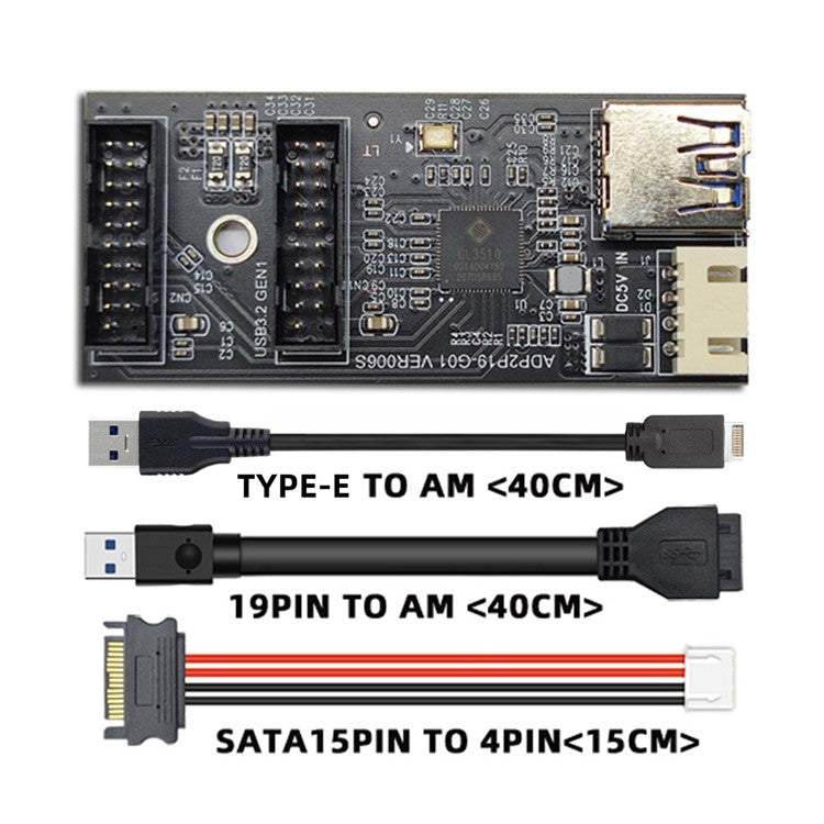 U3-084-AF+UC-117 5Gbps Type-E 19 / 20Pin Header to USB 3.0 19 / 20Pin Dual Ports Female PCBA Type Adapter Splitter HUB