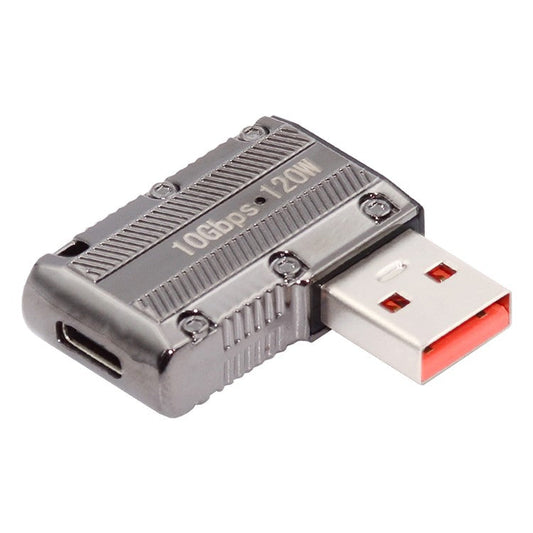 UC-029-TC001 USB 3.1 Type C Female to USB 3.0 Type-A Male 90 Degree Right Angled Flat Type 10Gbps Data 120W Power Adapter