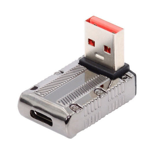 UC-029-TC008 USB 3.1 Type C Female to USB 3.0 Type-A Male 90 Degree Up Angled Type Power Adapter 10Gbps 120W Mini Converter