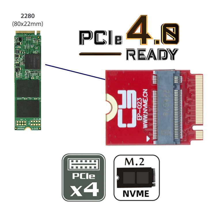 EP-023 NVME M-Key 22x30mm to 22x80mm NGFF Extension SSD Upgrade Adapter Compatible with ROG Flow X13 Gamings Laptop