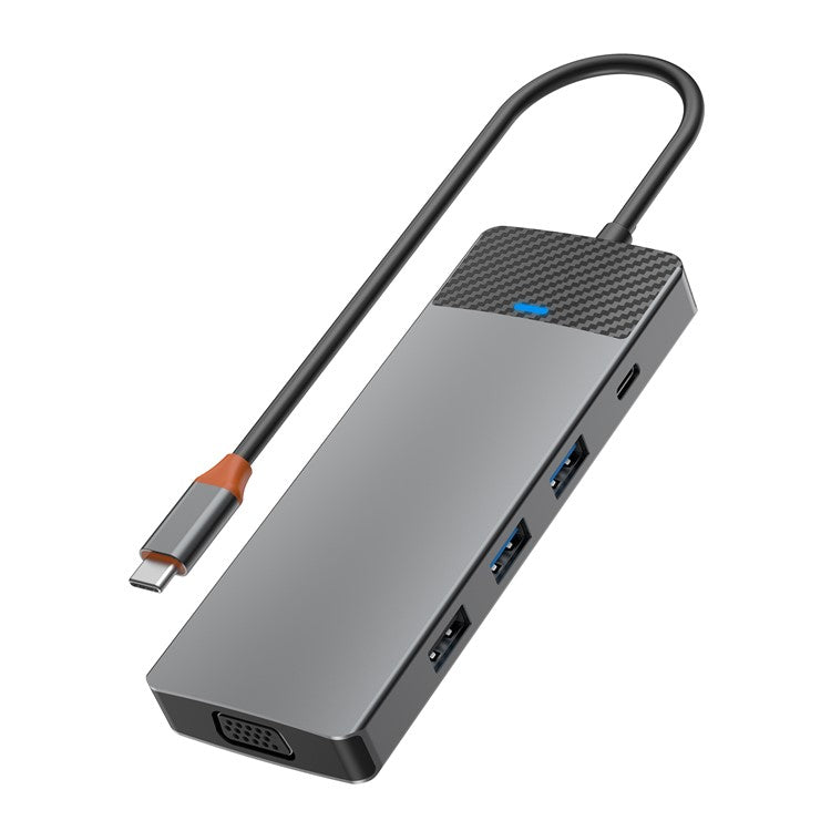 WIWU A921HV 9-In-1 Type-C Hub Multi-Port Converter with USB+PD+USB-C+Card Reader Slots+VGA+HD Output