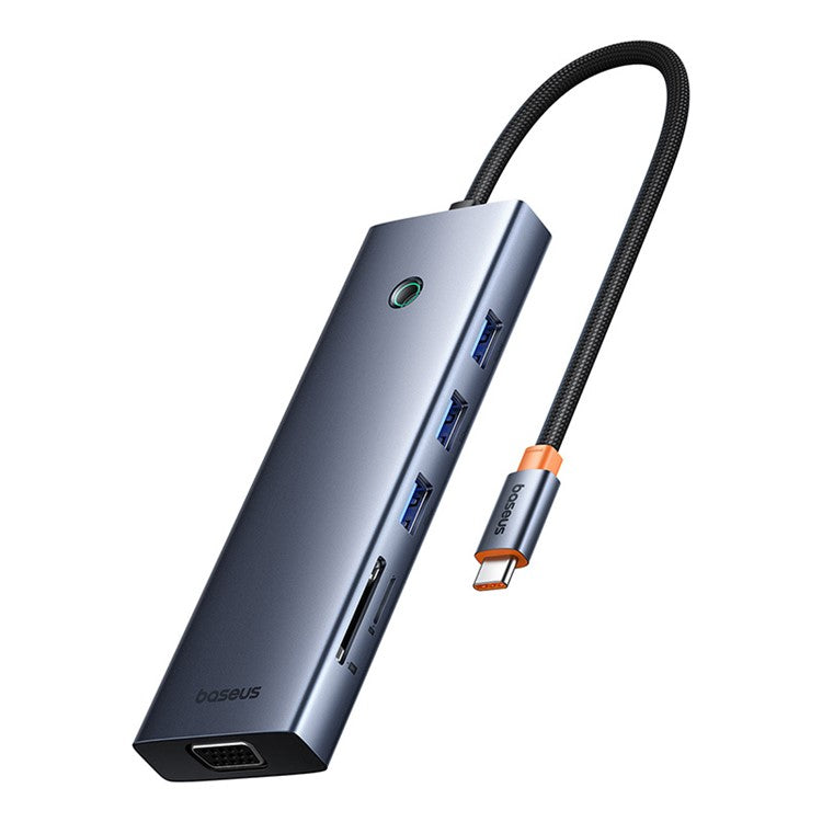 BASEUS UItraJoy Series 10-Port HUB Adapter USB-C Docking Station Type-C to HD / VGA / USB3.0 / PD / RJ45 / SD / TF / 3.5mm, Dark Grey