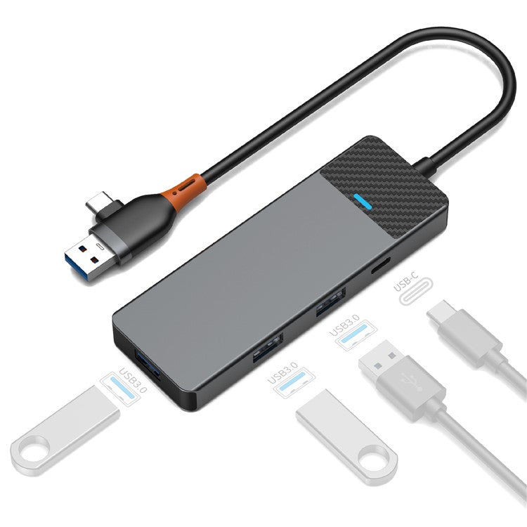 WIWU A431C Linker Series USB-A&C Hub Adapter 4-in-1 Portable Docking Station with 3 USB3.0+USB-C 3.0