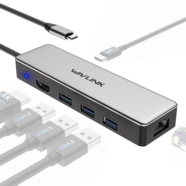 WAVLINK UHP3413 6-in-1 Hub Adapter USB-C Docking Station Support 4K / 100W for MacBook Pro / Air / Thunderbolt 3 / Type-C Devices