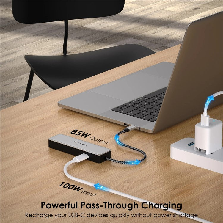 WAVLINK UHP3413 6-in-1 Hub Adapter USB-C Docking Station Support 4K / 100W for MacBook Pro / Air / Thunderbolt 3 / Type-C Devices