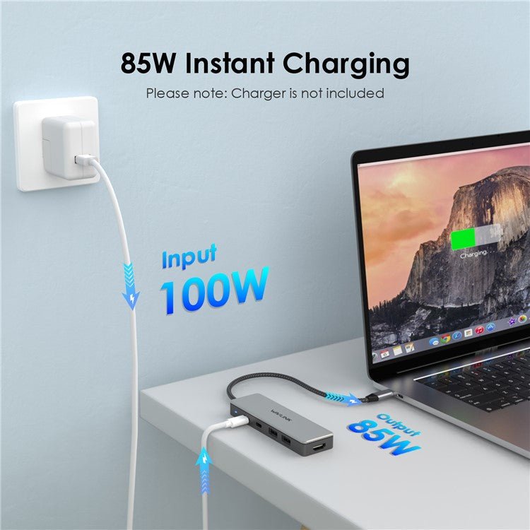 WAVLINK UHP3415 10Gbps Type-C Hub Adapter PD 100W Charging 4K HD Video Multi-Port Converter for MacBook