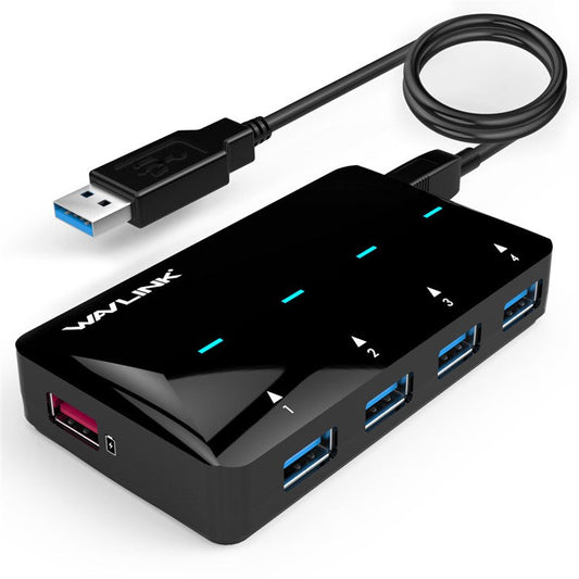 WAVLINK WL-UH3042P1 USB3.0 4-Port Hub 2.4A Fast Charging Adapter for Keyboard Mouse - US Plug