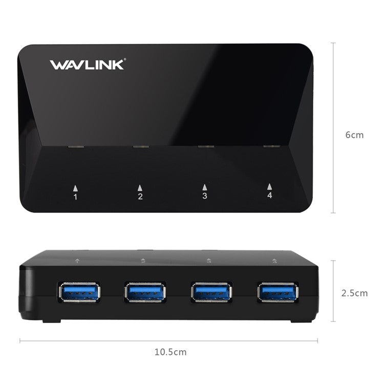 WAVLINK WL-UH3042P1 USB3.0 4-Port Hub 2.4A Fast Charging Adapter for Keyboard Mouse - UK Plug