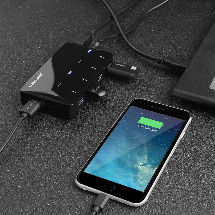 WAVLINK WL-UH3042P1 USB3.0 4-Port Hub 2.4A Fast Charging Adapter for Keyboard Mouse - UK Plug