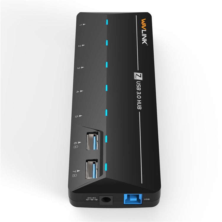 WAVLINK WL-UH3073D SuperSpeed USB3.0 Hub Adapter 7-Port Docking Station with Individual Power Button - UK Plug