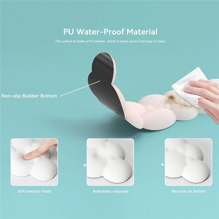 PIWIJOY Marshmallow Wrist Rest Cushion Pad Ergonomic Keyboard Wrist Support with Memory Foam - Blue+Pink