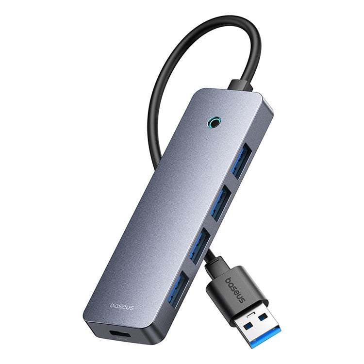 BASEUS UltraJoy Series BS-OH080 15cm 4-Port USB3.0 HUB Lite Portable Docking Station with Type-C 5V, Dark Grey