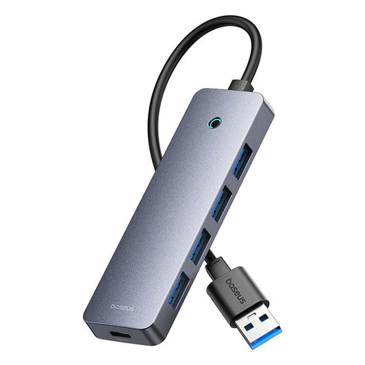BASEUS UltraJoy Series BS-OH080 15cm 4-Port USB3.0 HUB Lite Portable Docking Station with Type-C 5V, Dark Grey