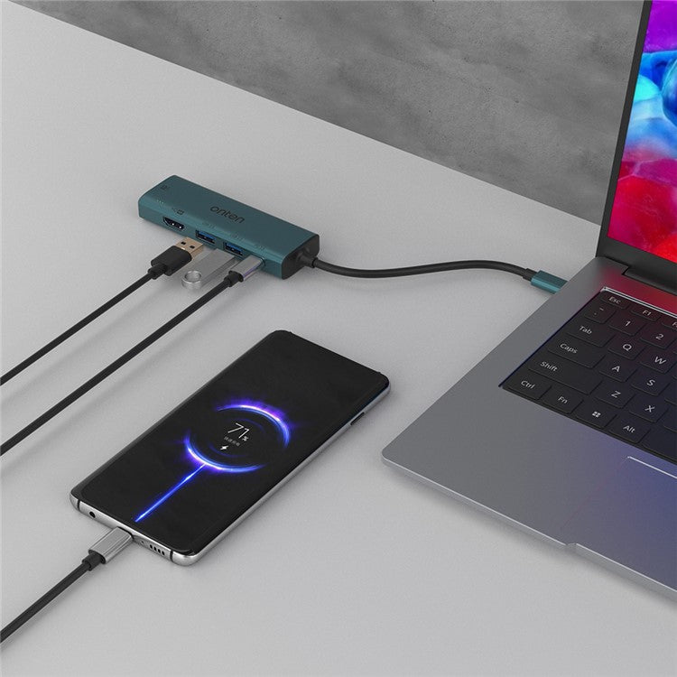 ONTEN UC126 5-in-1 Type-C to Dual HDMI+2xUSB2.0+PD3.0 USB Hub Docking Station