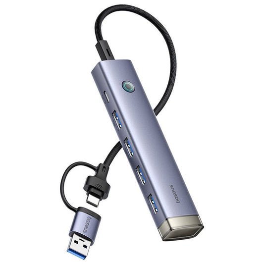 BASEUS UltraJoy Series BS-OH184 USB Hub USB-A / Type-C to 4xUSB 3.0 + Type-C Adapter - Grey