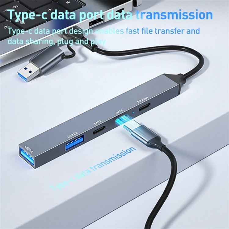 ADS-809D USB+Type-C Adapter Multi-Port Hub to USB Data Transfer + PD 100W Charging