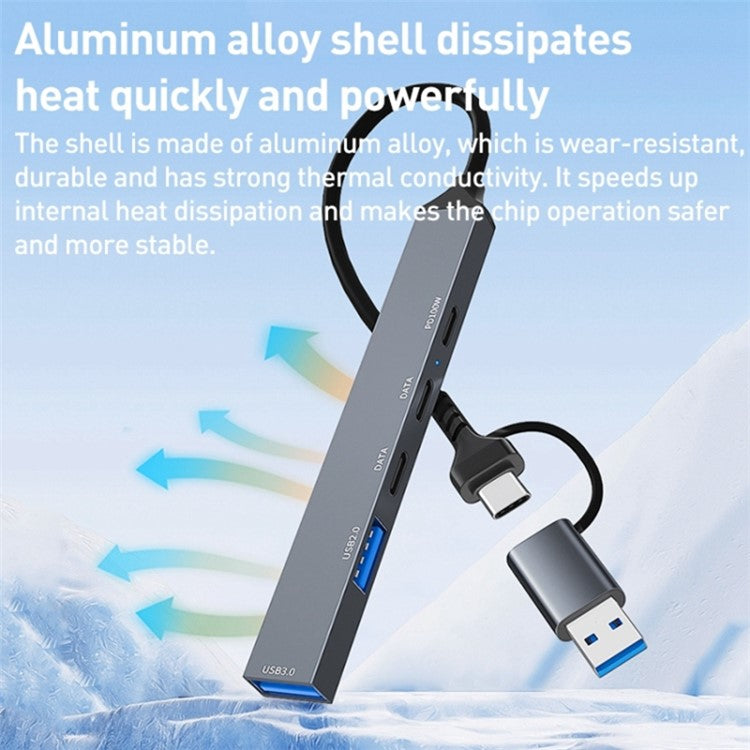 ADS-809D USB+Type-C Adapter Multi-Port Hub to USB Data Transfer + PD 100W Charging