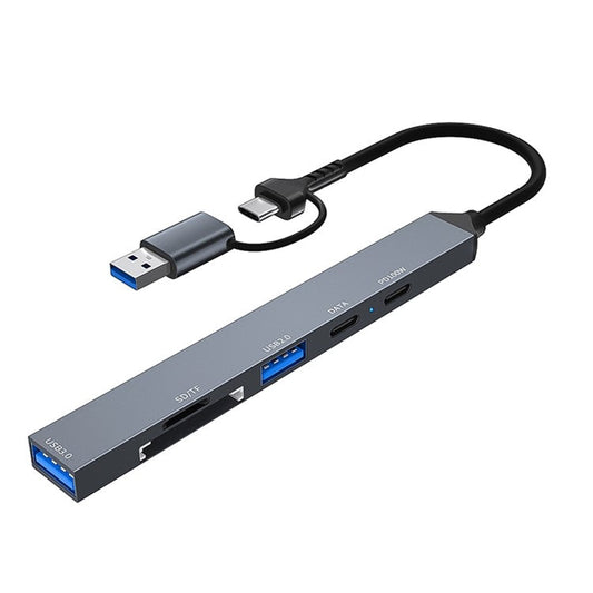 ADS-807D USB+Type-C Adapter to PD 100W Charging Data Reading Card Slots Multi-Port Hub