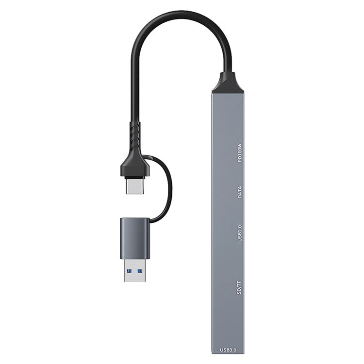 ADS-807D USB+Type-C Adapter to PD 100W Charging Data Reading Card Slots Multi-Port Hub