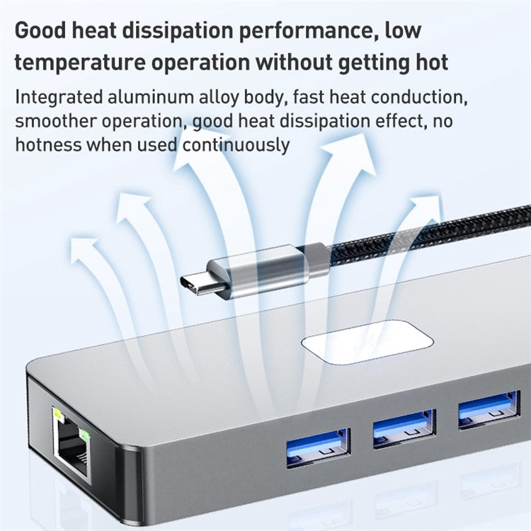 BYL-2401 8-In-1 USB-C to DisplayPort HD 4K Docking Station Adapter PD 100W Ethernet Connector