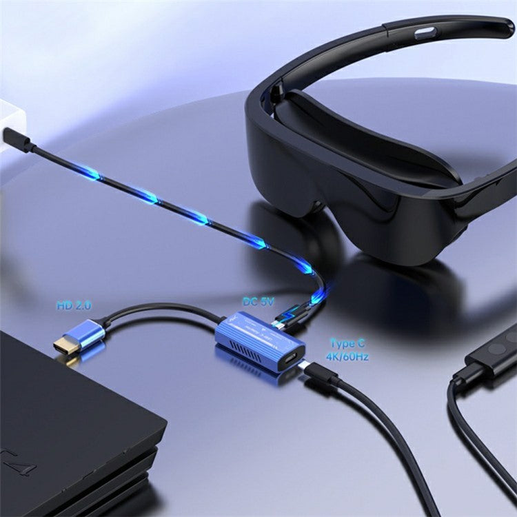 H161 4K 60Hz HDMI Male to Dual Type-C Female Video Adapter Aluminum Alloy Converter