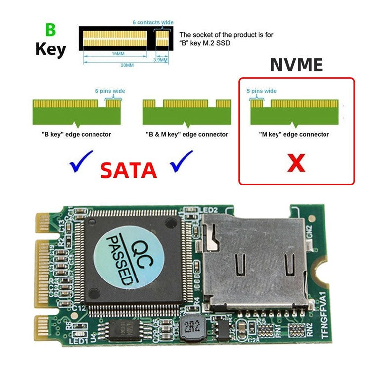 EP-041-2242MM 22x42mm M2 NGFF B-Key to T-Flash TF Card Reader B+M Key Adapter Board for Industrial Mobile SSD