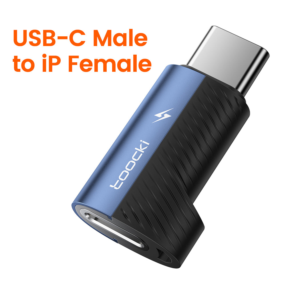 TOOCKI TQ-OTG11 USB-C Male to iP Female 60W Data Adapter 480Mbps Data Transmission - Blue