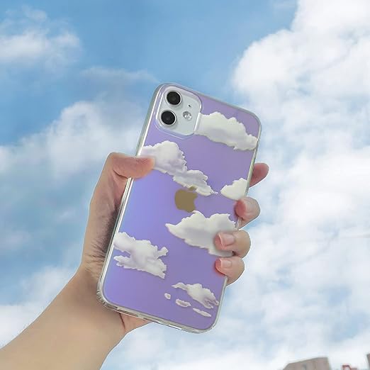 Uniqkart Korean Style Laser White Cloud iPhone 13 Pro Max Mobile Phone Case