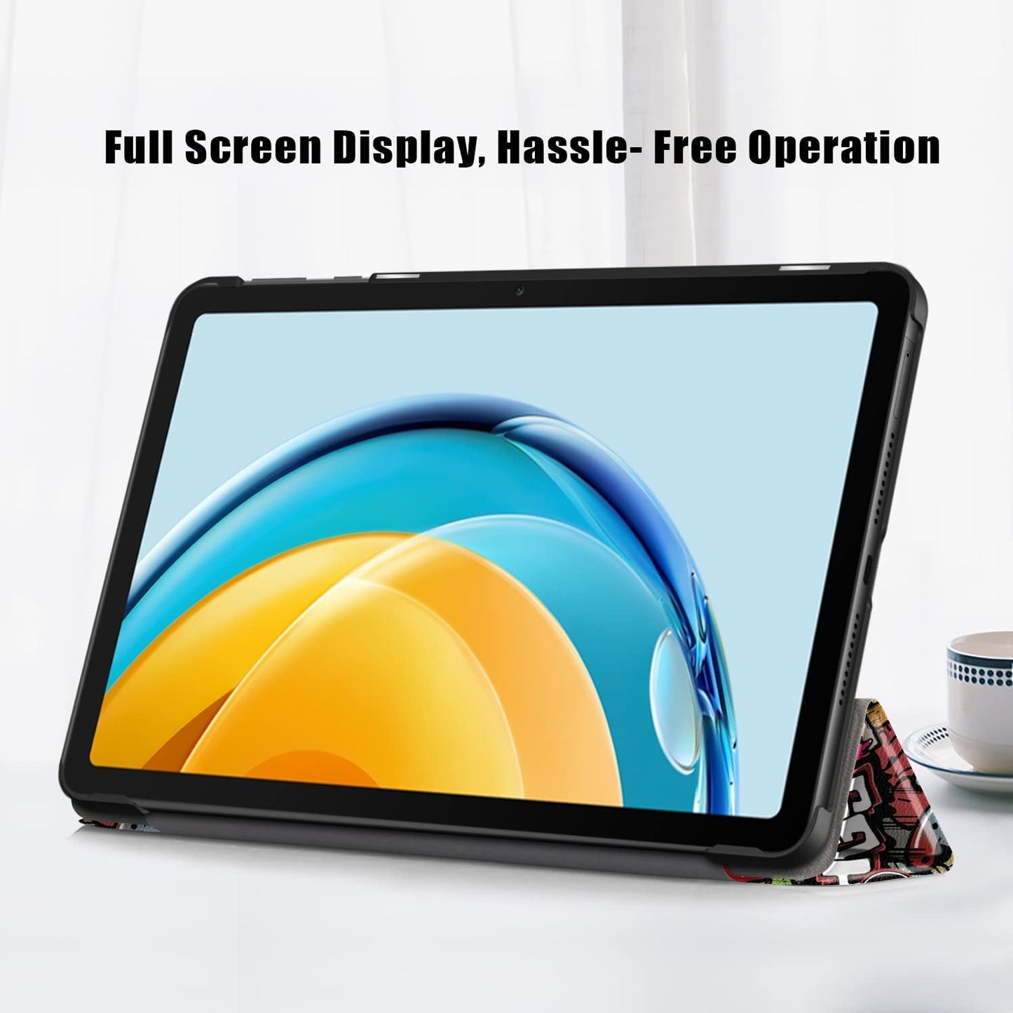 PU Leather Case for Huawei MatePad SE 10.4-inch, Pattern Printing Tri-fold Stand Tablet Cover - Graffiti