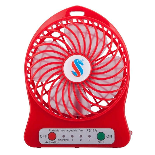 4.3 Inch Portable USB / Li-ion Battery Powered Mini Fan with Third Wind Gear Adjustment, Size: 14.8x12.4x4.5cm (Red)