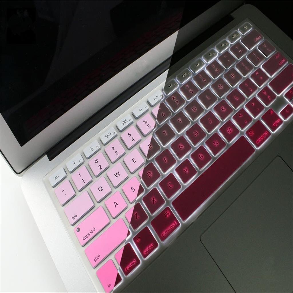 English Silicone Keyboard Cover Protector for Macbook Air 13" 15" 17"  Pink